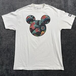 Neff x Disney Mickey Mouse Floral Men's White T-Shirt Large Short Sleeve Graphic